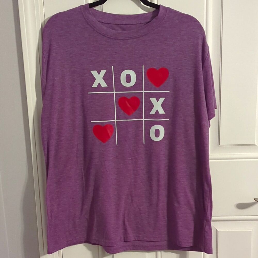 Women's 2XL Purple Heart Graphic Print Crew Neck Short Sleeve Stretch Knit Tee